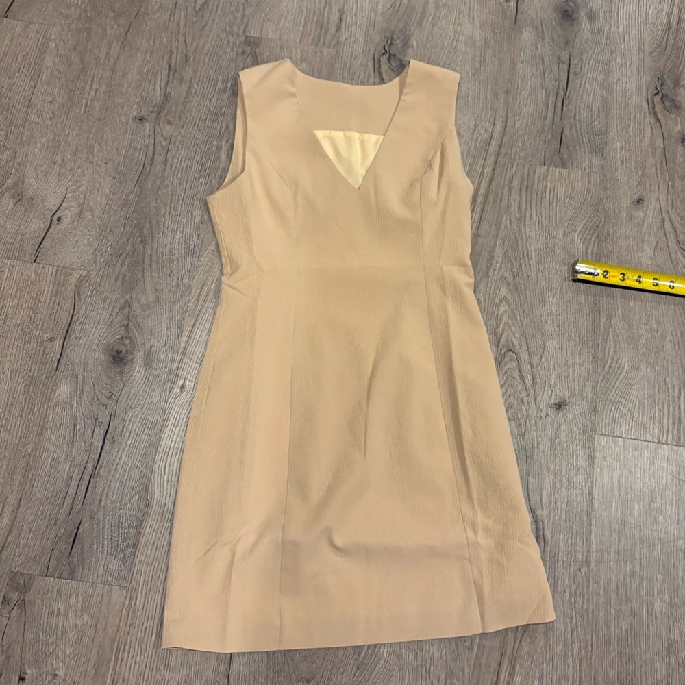 Commense Beige V-Neck Mini Dress